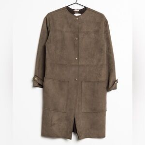 BNWOT Zara Suede Long Coat in Taupe